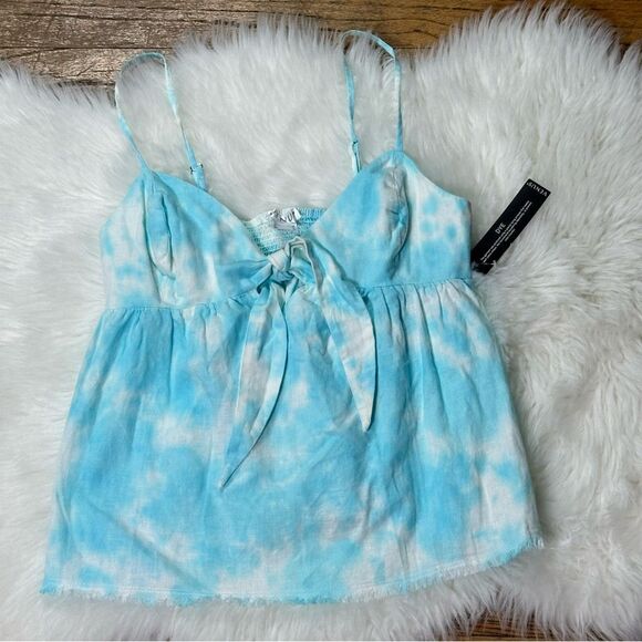 VENUS Blue and White Tie Front Camisole - Picture 3 of 11